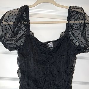 H&M organza dot black dress size medium